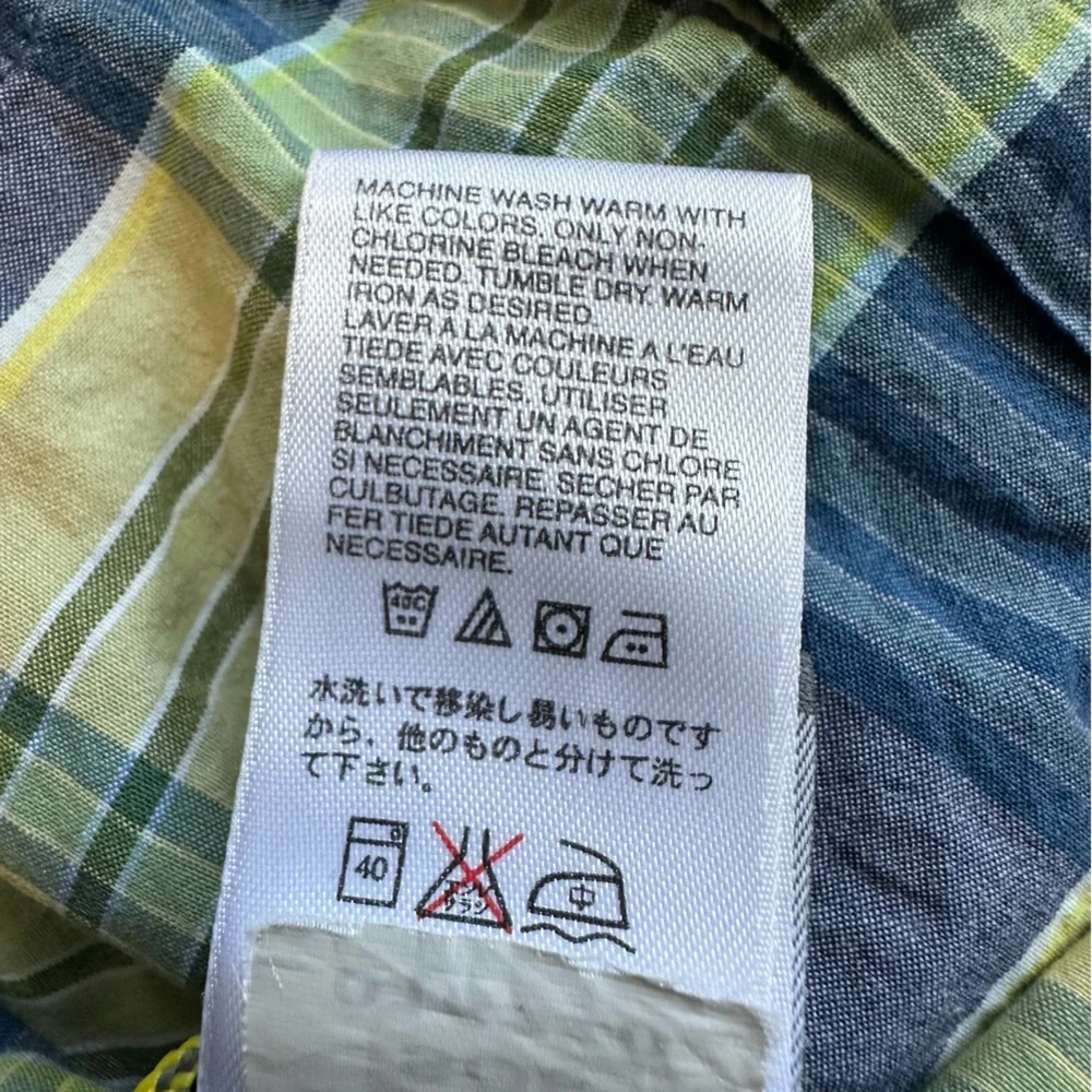 The North Face Shirt Men’s XL‎ Blue Yellow Plaid Short Sleeve Button Down